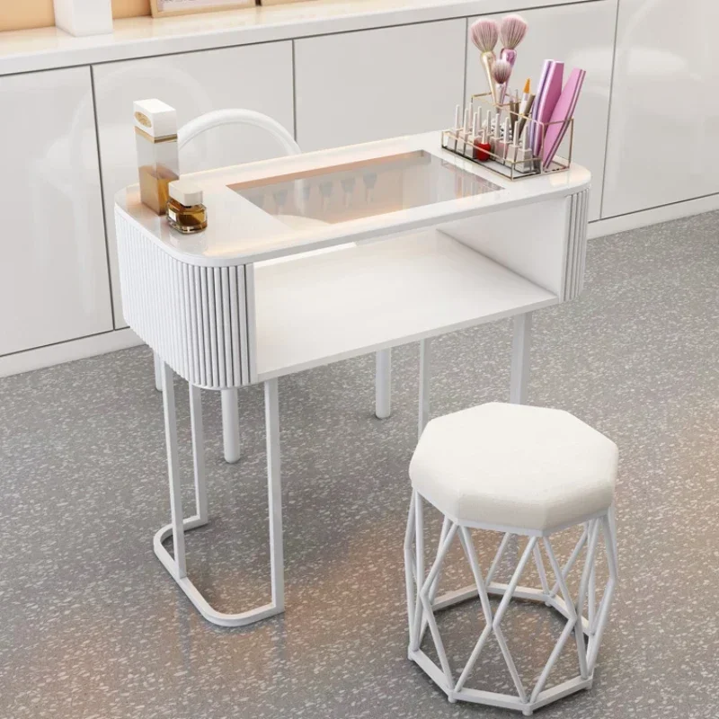 Modern Japanese Nail Desk Design Glass White Speciality Nordic Manicure Table Minimalist Mesa Manicure Salon Furniture