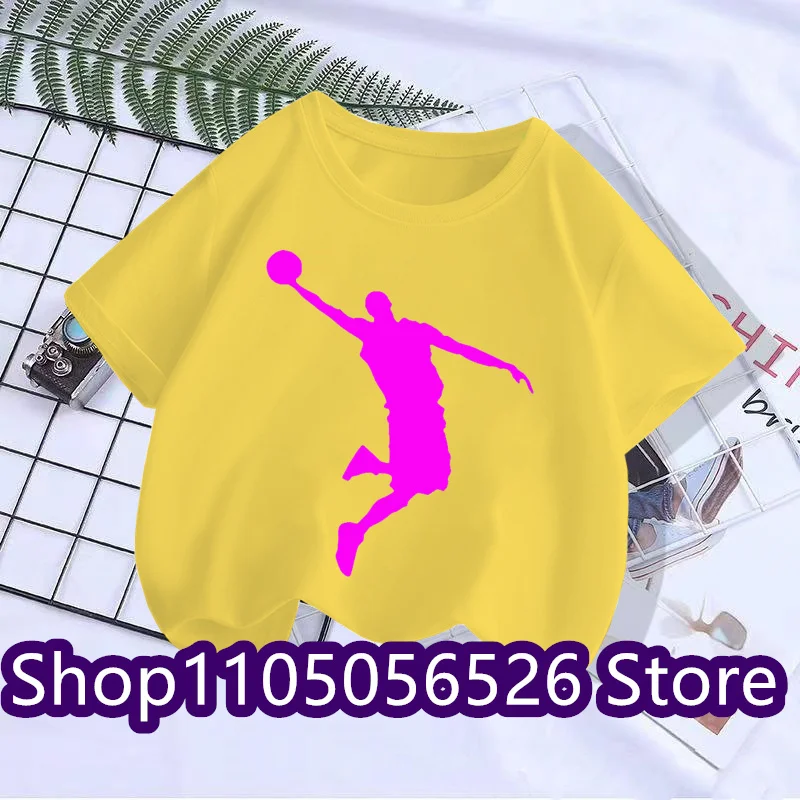 Summer children's casual Jordan print breathable T-shirt with round neck short sleeved sports T-shirt top for boys and girls