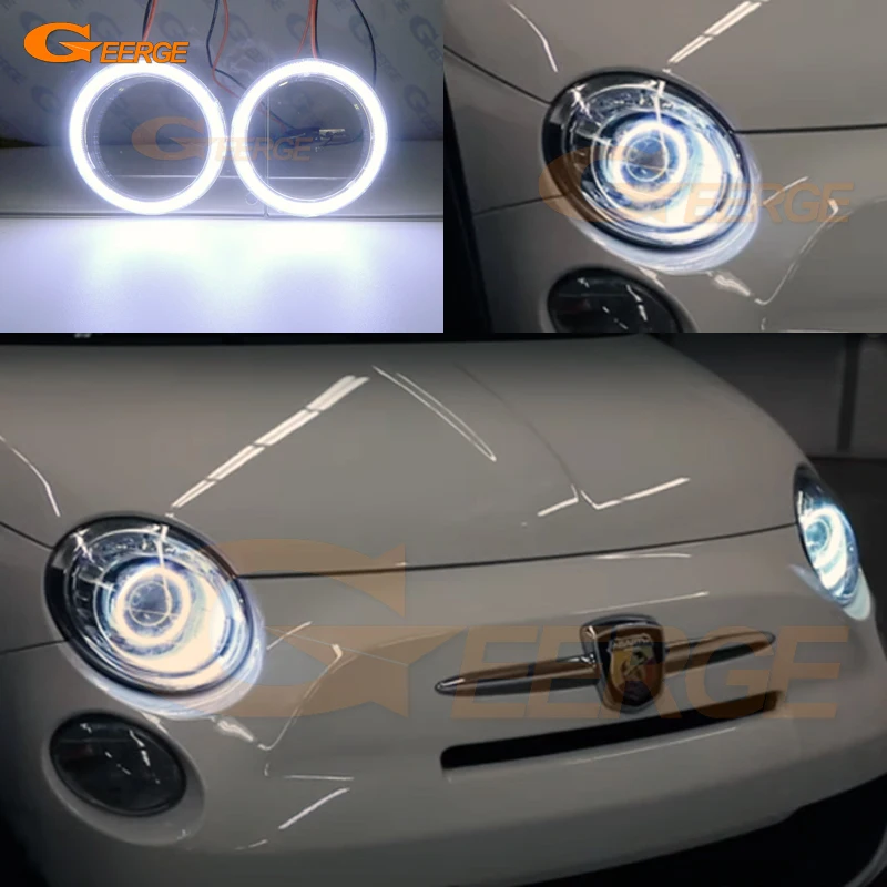 For Fiat Abarth 500 C 595 695 595C 695C 2007-2015 Xenon Headlight Excellent Ultra Bright COB Led Angel Eyes Halo Rings Day Light