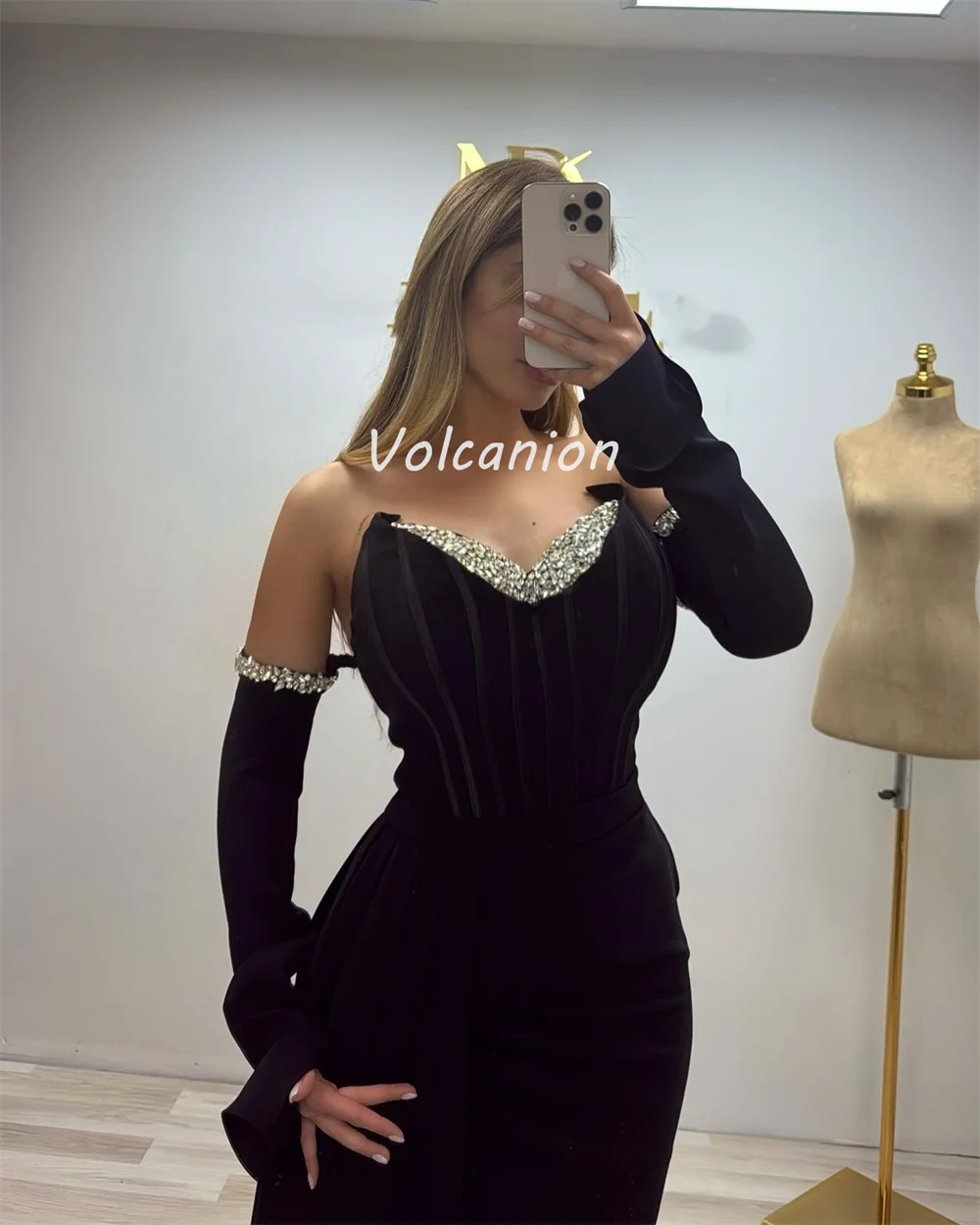 Vestidos largos personalizados de estilo moderno con lentejuelas y diamantes de imitación, vestidos largos rectos con hombros descubiertos, vestidos para ocasiones a medida