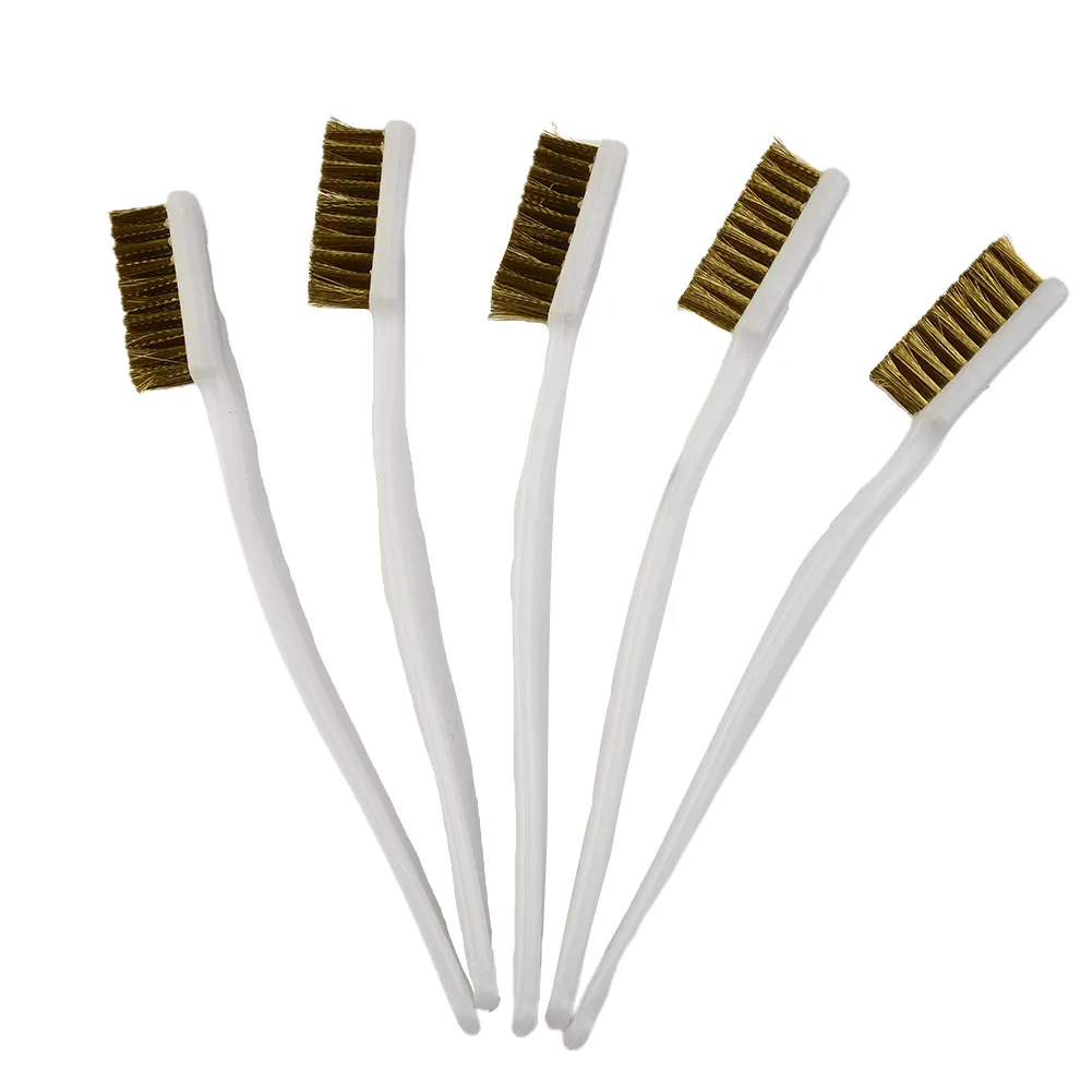 5Pcs/set 175mm Brass Wires Brush Mini Paint Rust Remover Steel Wire Brush Industrial Metal Polishing Burring Cleaning Brush