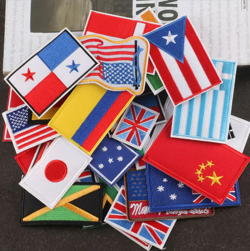 1 Pcs Flag Badges Embroidery Patches Embroidered Clothing Hat Bag Shoe Repair Material Phone Gift Box Decor DIY Accessory