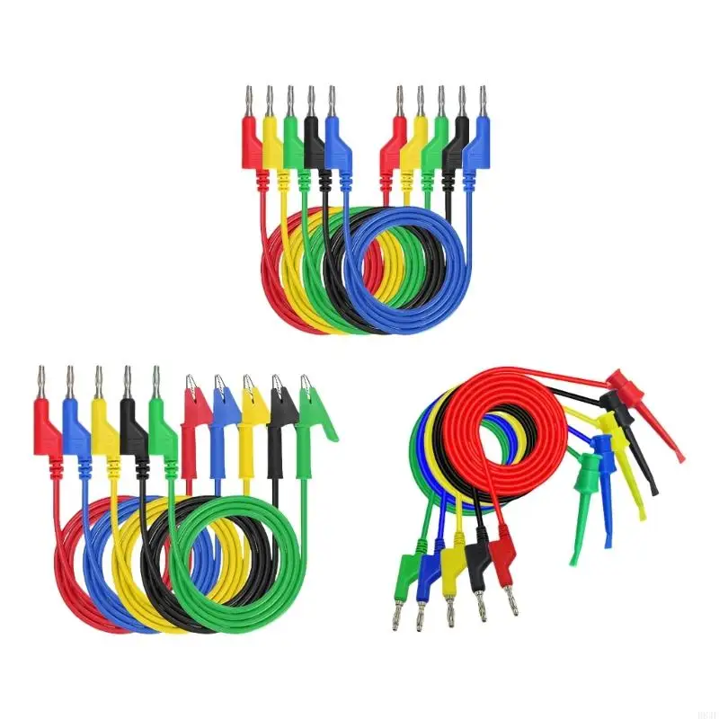 

D84F 5pcs 4mm Banana Connector Cables with Safe Insulation Multipurpose Test Lines set for Electronic Testing & Repair