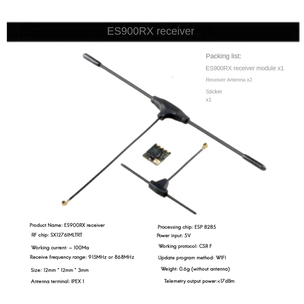 ELRS ES900RX 868MHz RX FPV ELRS 868MHz Receptor para FPV Drone de largo alcance