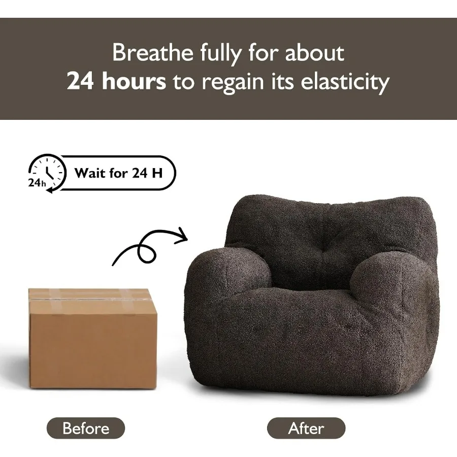 كرسي بين باج للكبار كرسي بين باج لغرفة المعيشة كرسي كيس القماش الكبير مريح كرسي كيس القماش المحشو للبالغين مع ملء تيدي #6