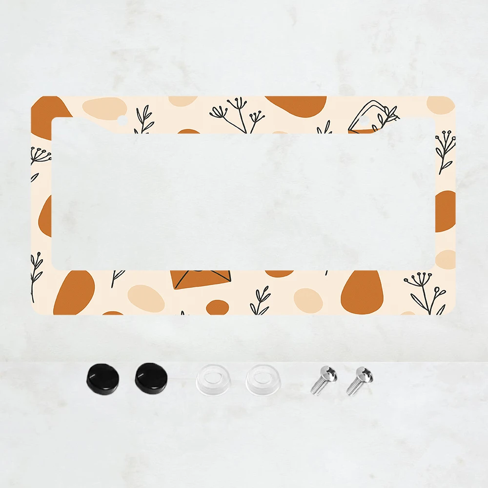

1PC 2-Hole License Plate Frame - Retro Cartoon Design in Warm Tones - Aluminum Material, 6x12 Inches, Includes Screws