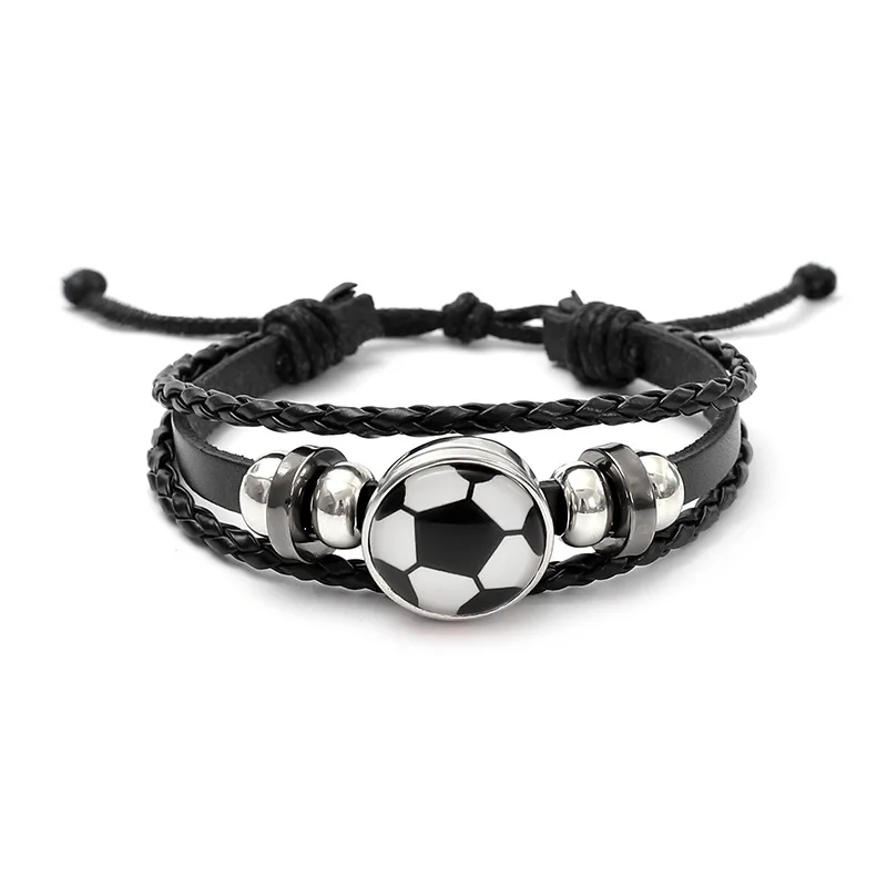 10 قطع جلدية قابلة للتعديل الشرير الكرة كرة القدم سوار سوار أزياء رجالي معصمه أساور مطوية هدايا رياضية للأولاد في سن المراهقة #5