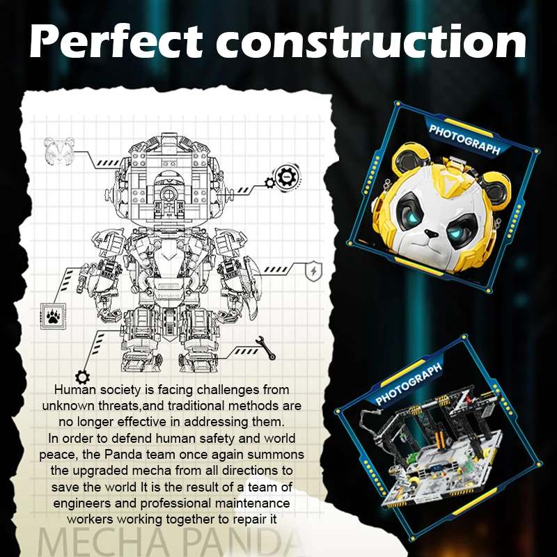 Set da costruzione per astronauta Panda spaziale, modello espositivo per panda animale fresco e carino