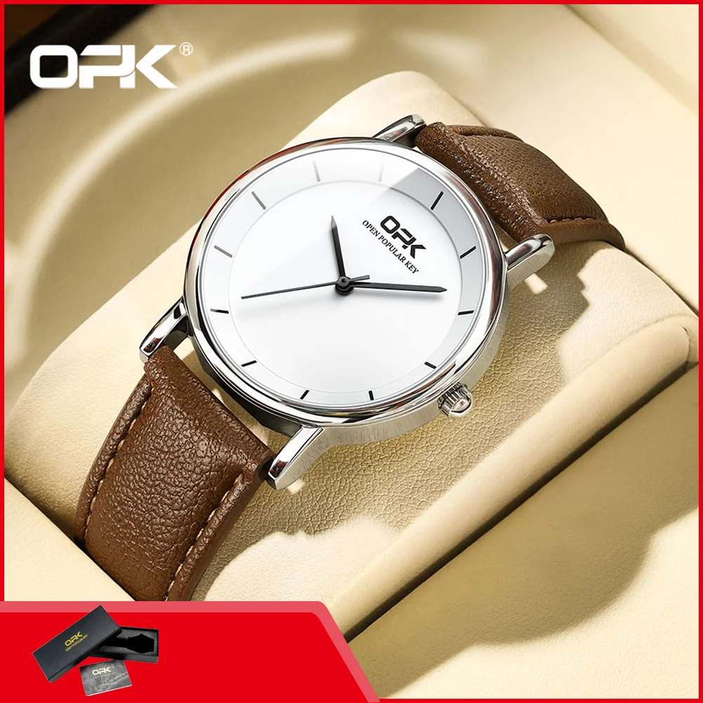 

OPK 8122 Simple Fashion Man Watch Waterproof Leather Strap Original Business Men's Quartz Wristwatch Reloj Hombre