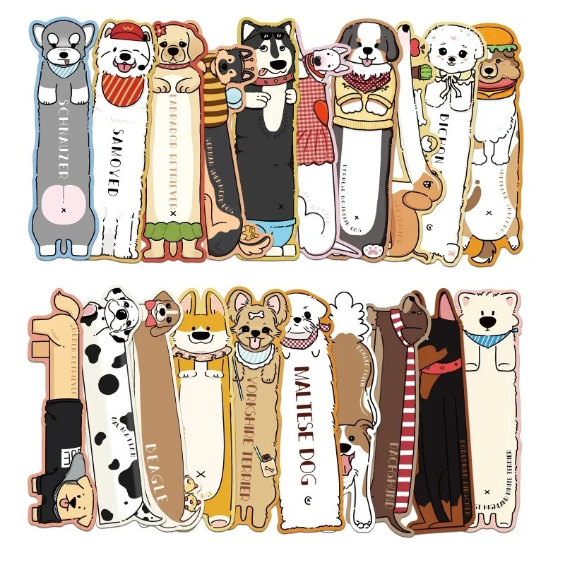 Marcadores de página com tema de cachorro, 30 peças, marcadores criativos para leitura, etiquetas para estudantes, artigos de papelaria, lindos acessó
