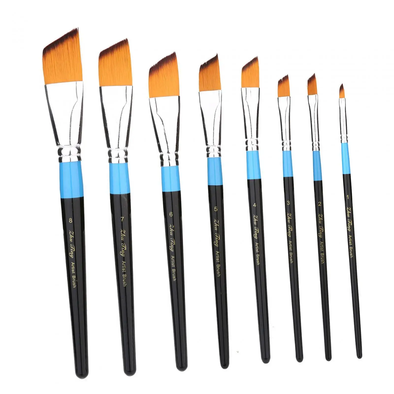 8 Stück Pinsel Set Professional auf Leinwand, Holz, Gesicht und Modelle Nylon Haar Pinsel für Gouache Öl Aquarell Malerei