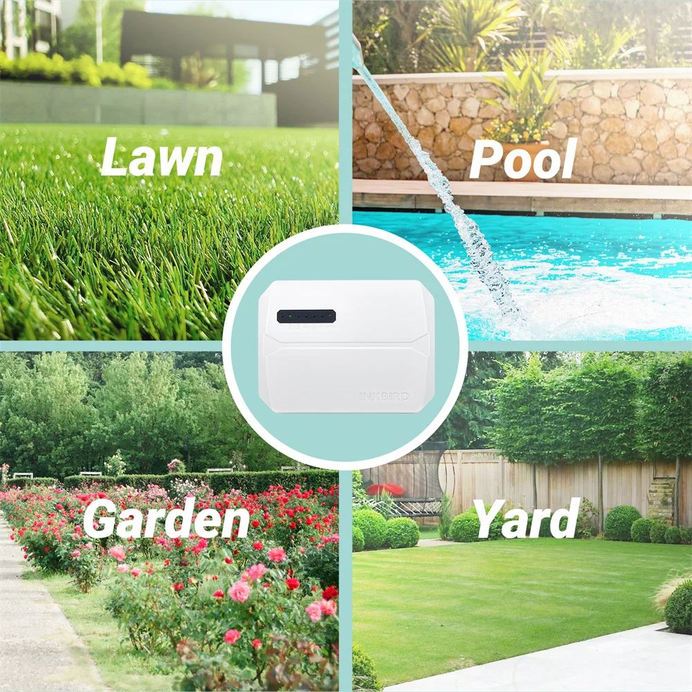 INKBIRD 6 Zones WIFI Smart Sprinkler Controller Auto Irrigation Controller Supports Rain Skip Seasonal Adjustment Manual Mode