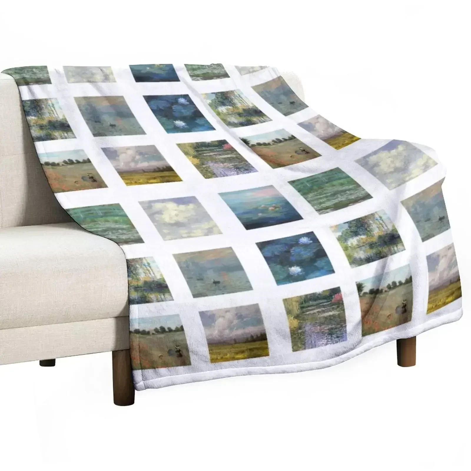 

Monet square pictures Throw Blanket Soft Beds Hairy Blankets