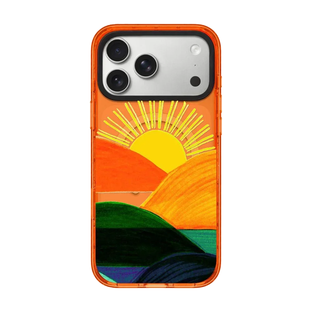 

Hillside Sunrise Orange Border Magnetic Case: Compatible with IPhone 17 16 15 14 13 12 Pro Max 17 Air