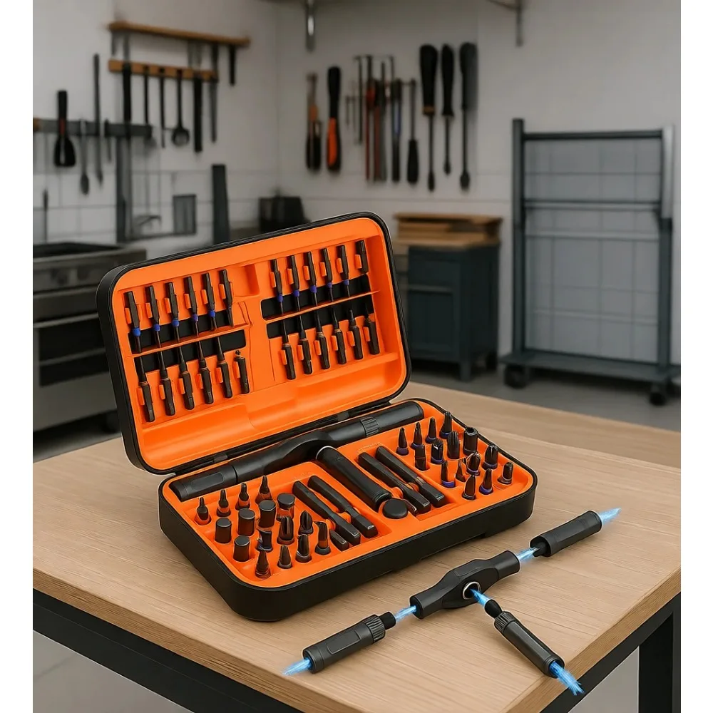 

66 in 1 Magnetic Ratchet Screwdriver Kit S2 Steel Precision Tools with Allen Key for Furniture Laptop Repair Gift