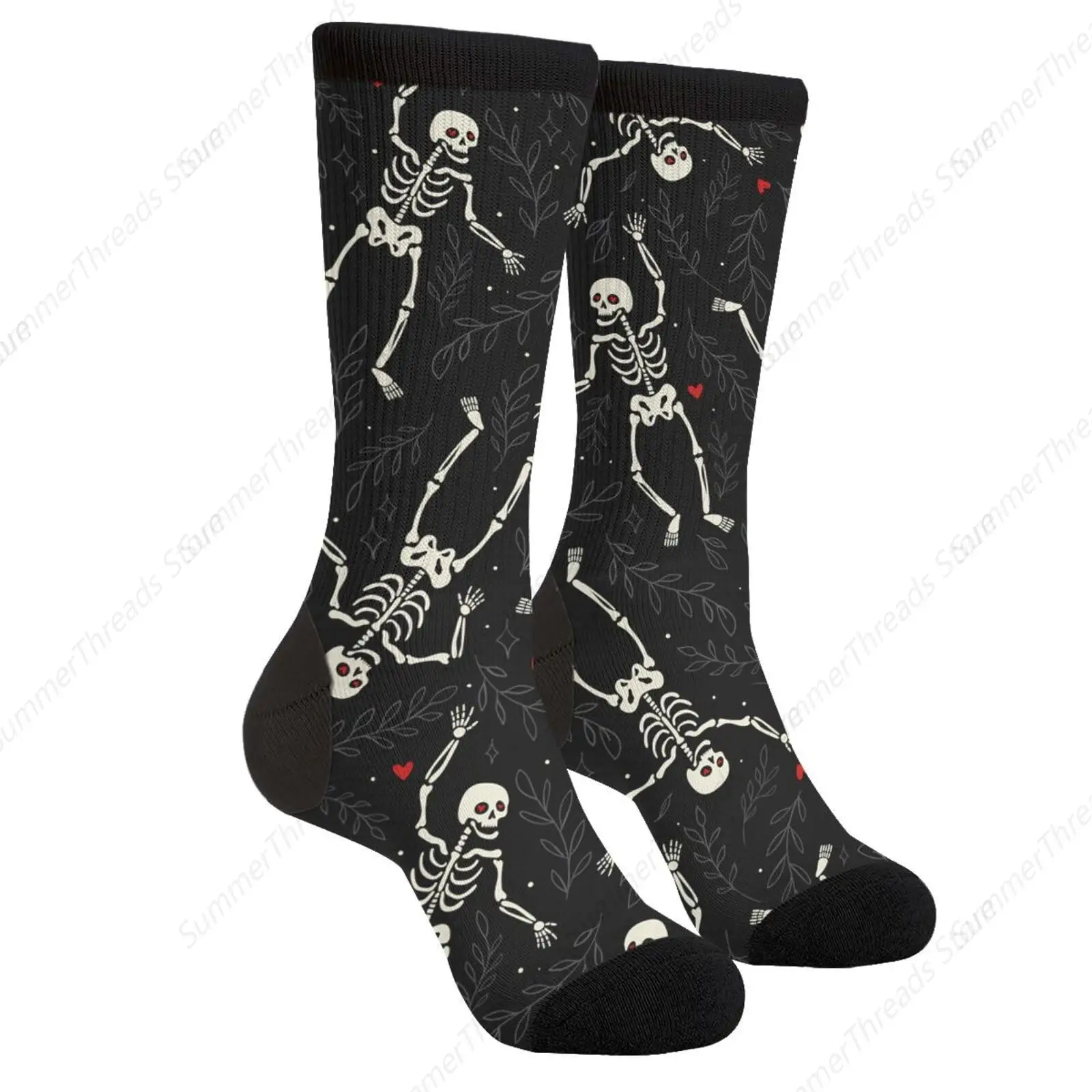 Happy Dancing Skeleton Novelty Crew Socks Casual Crazy Funny Dress Socks For Women Men Teens Gift