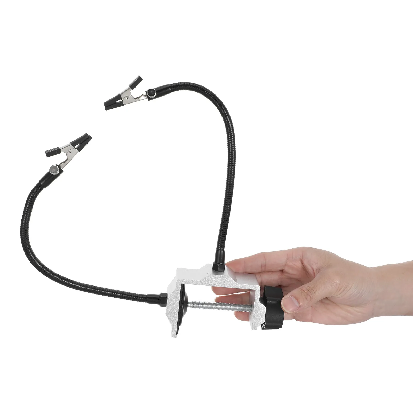 helping-hands-soldering-station-dual-arm-bench-vise-pcb-holder-flexible-clamp-stable-stand-for-electronics-repair-jewelry