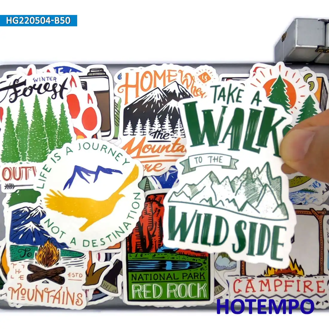 50PCS Wilderness Travel Stickers Climb Camping Hiking Waterproof Decals for Laptop Skateboard Bike Motorcycle Car Phone Sticker