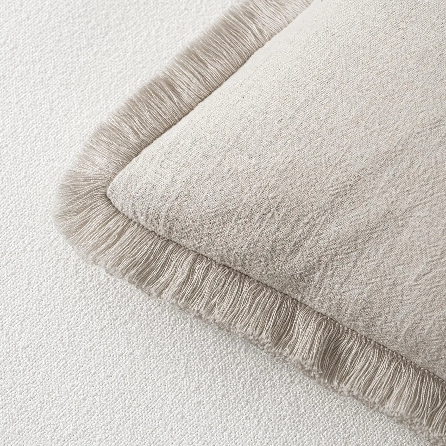 45x45cm Leinen-Kissenbezug mit Fransen, Boho Farmhouse Stil, Weiche Akzentkissen mit Quasten für Wohnzimmer, Couch, Sofa, Bett – Detail 9
