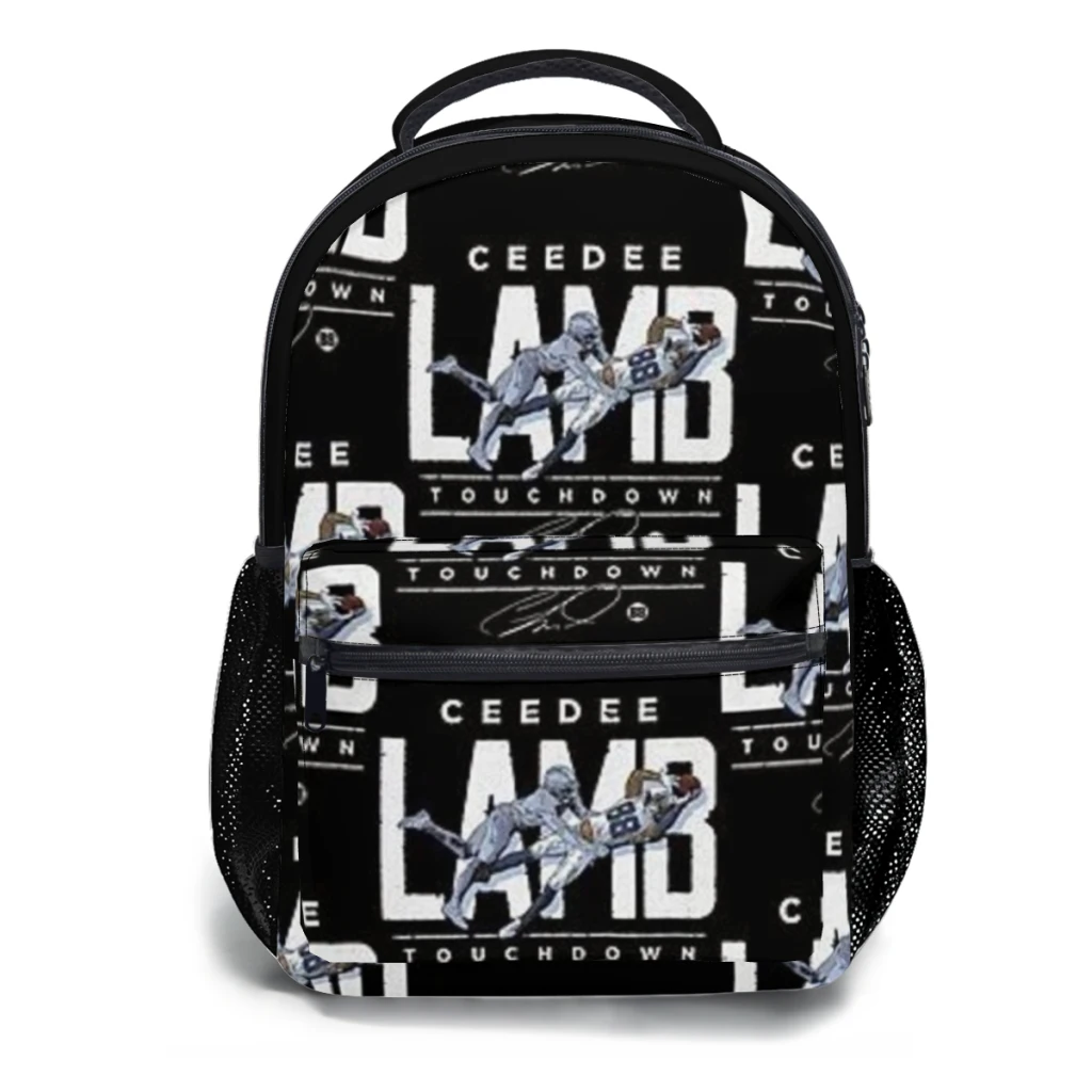 Nueva moda ceedee lamb touchdown catch mochila bolsa de gran capacidad bolso de libro de moda múltiples bolsillos ajustable 17 pulgadas