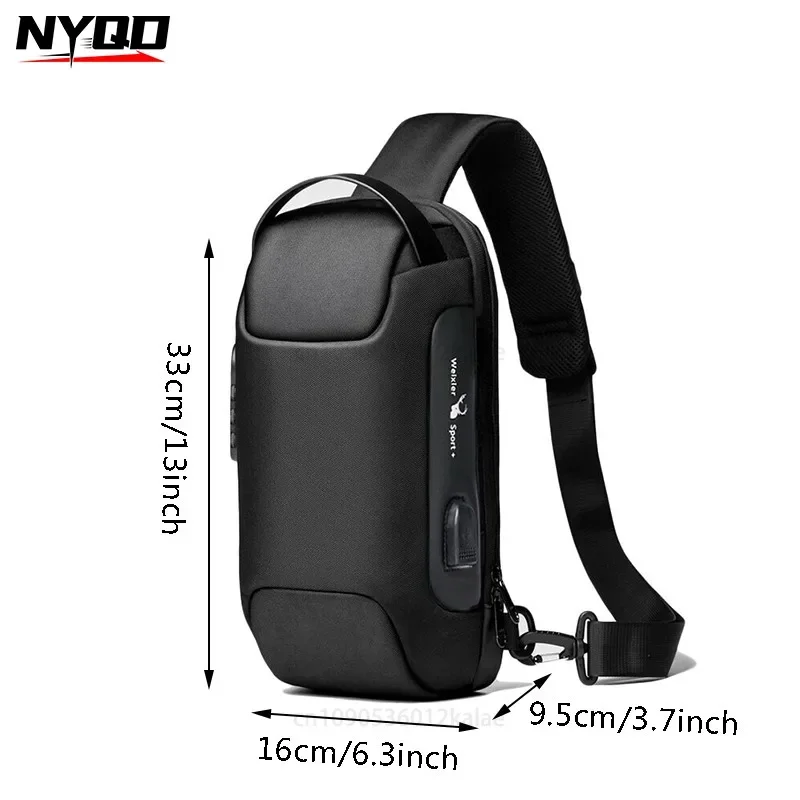 Waterproof Oxford Waist Bag Multifunction Short Travel Messenger Chest Pack Men'S Usb Crossbody Bag Anti-Theft Shoulder Bags