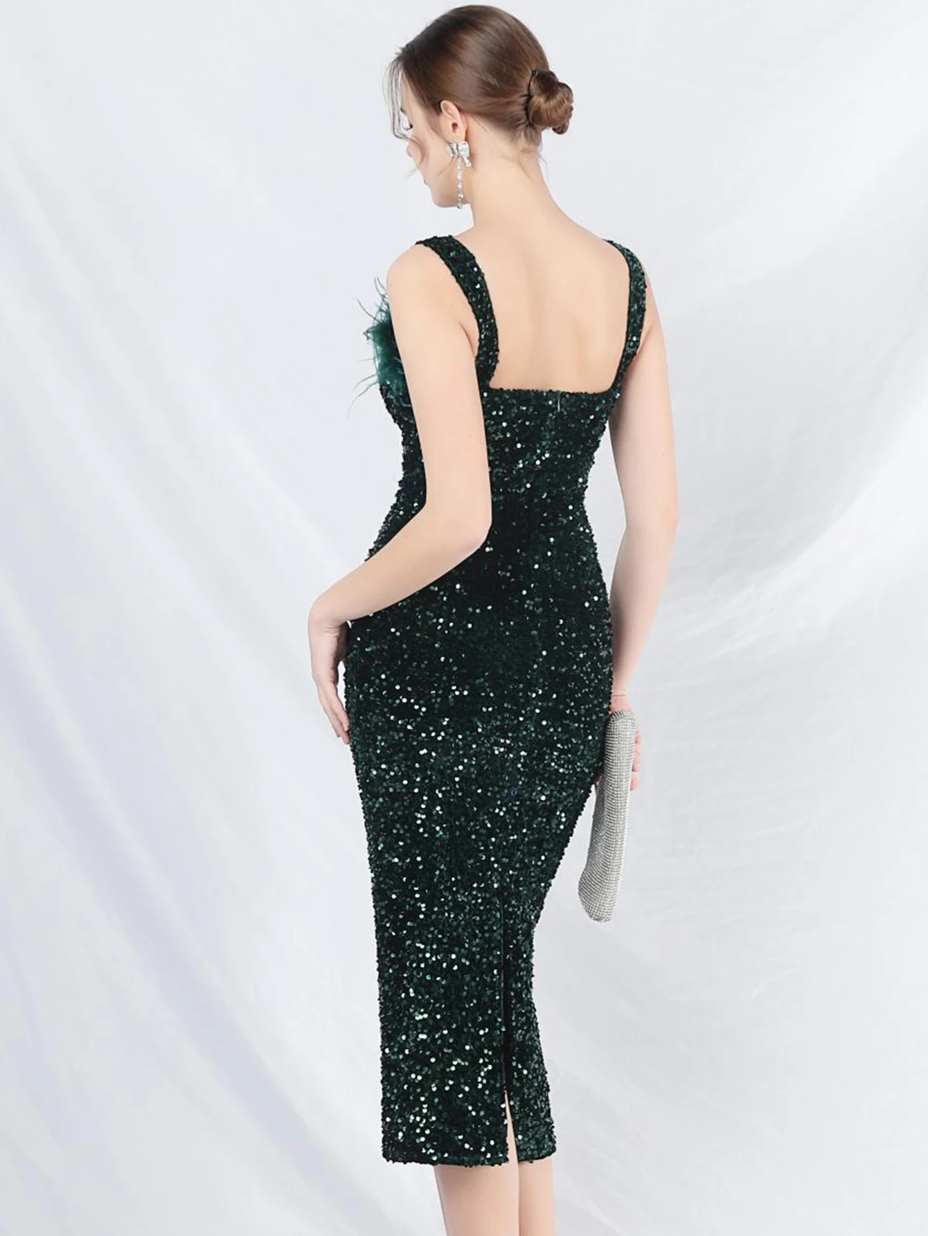 Sexy dos nu sequin robe d'été femmes élégantes robes de soirée d'anniversaire femme moulante luxe bal robes midi vestidos