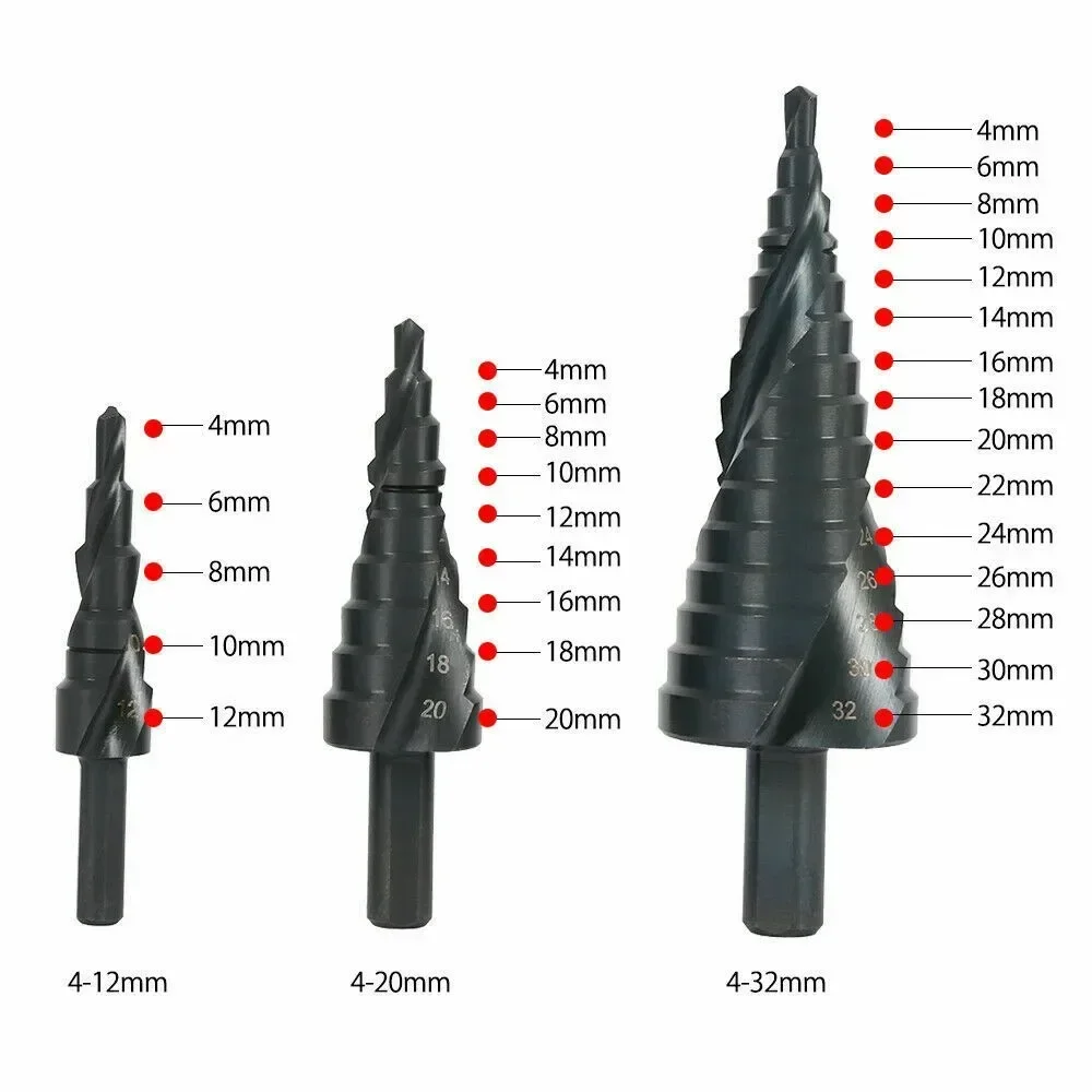 Imagem -03 - Peça 432 mm Hss Cobalto Passo Broca Conjunto Nitrogênio Espiral de Aço de Alta Velocidade para Metal Cone Triângulo Haste Buraco Brocas de Metal 1