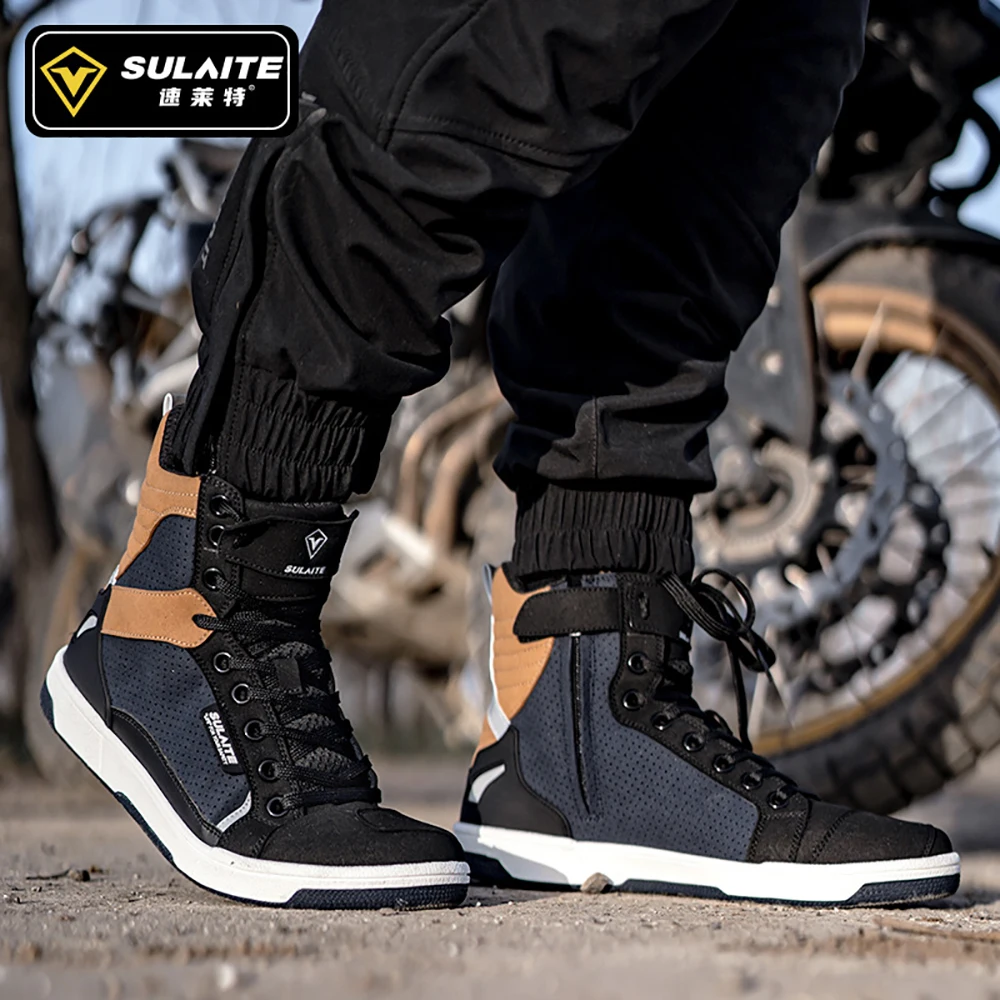 Summer Breathable Motorcycle Boots Four Seasons Commuter Motocross Shoes Men's Wear-resistant Motorcycle Riding Shoes