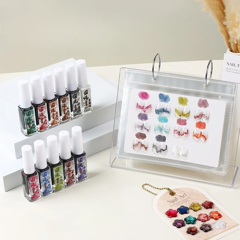 12Color 8ml Nail Blooming Liquid Air Dry Nail Art Design Supply Gradients Water Color Ink Smoke Effect Painting Nail Polish
