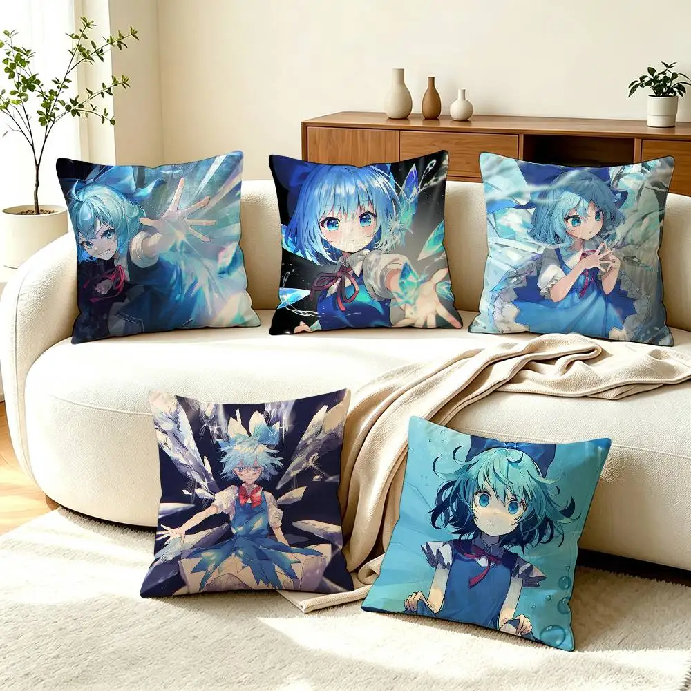 C-Cirno Touhou Project Game Pillow Case Square Double-Sided Sofa Cushion Cover Bedroom Bedside Pillow