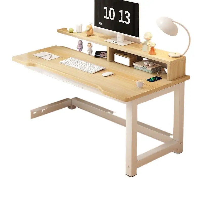 Double study table Writing table Student home simple ins style desk Bedroom double desktop with threading holes