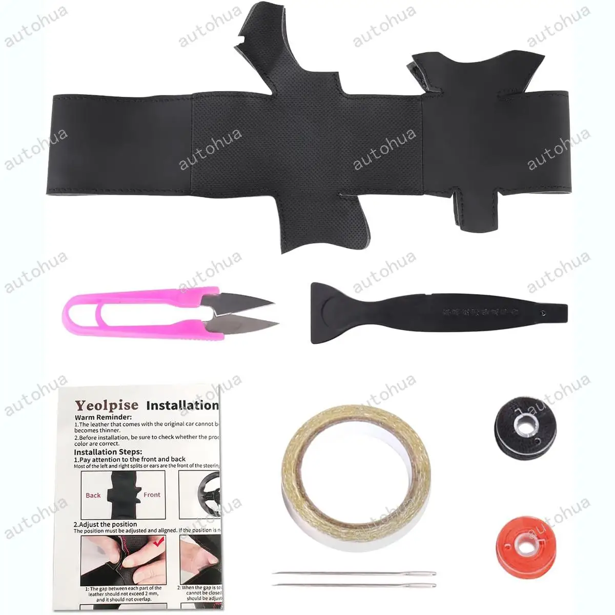 غطاء عجلة القيادة بغرز يدوية لهوندا أكورد كوبيه سيدان 2003/أكورد هايبرد 2005/أكورد سيدان EX-L 2007/أوديسي 2008