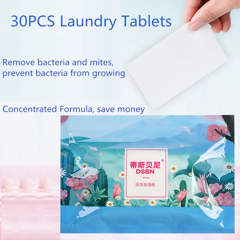 30Pcs Volume Laundry Soap Laundry Detergent Sheet Nano Concentrated Wash Powder For Washing Machine Cleaner Cleaning