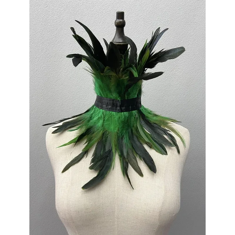 Feather Choker Black Gothic Clothes Accessories Luxury Fur Shawl Party Cosplay Feather Scarf Women Halloween Decor Feather Scarf