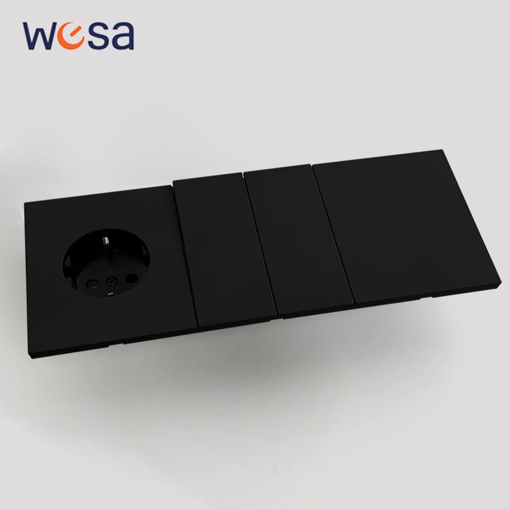 Black Power Sockets Skin Feel Paint Wall Socket Button Light Switch Embedded Integrated Panel DIY Combination Embedded Paint