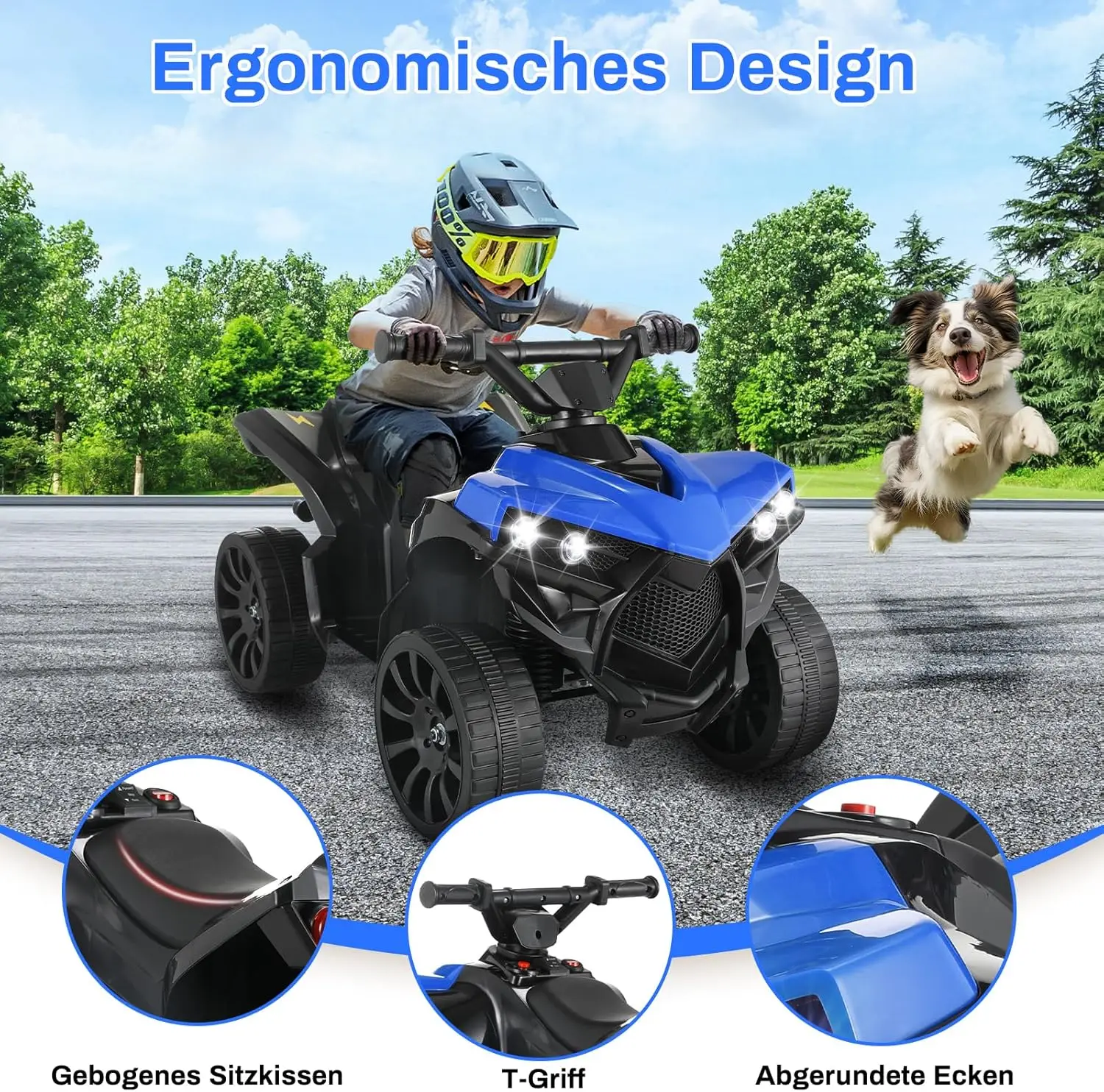 سيارة رباعية للطرق الوعرة الكهربائية للأطفال تعمل ببطارية 6 فولت مع موسيقى، خفيفة