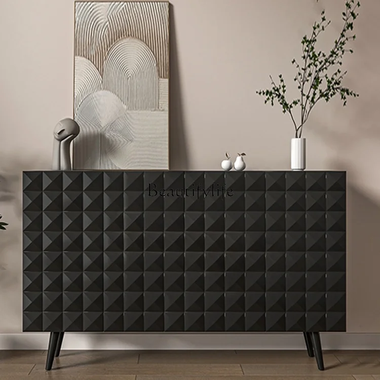 Nordic Light Luxury and Simplicity Carved Sideboard Cabinet Italian Modern Drawer Storage Cabinet