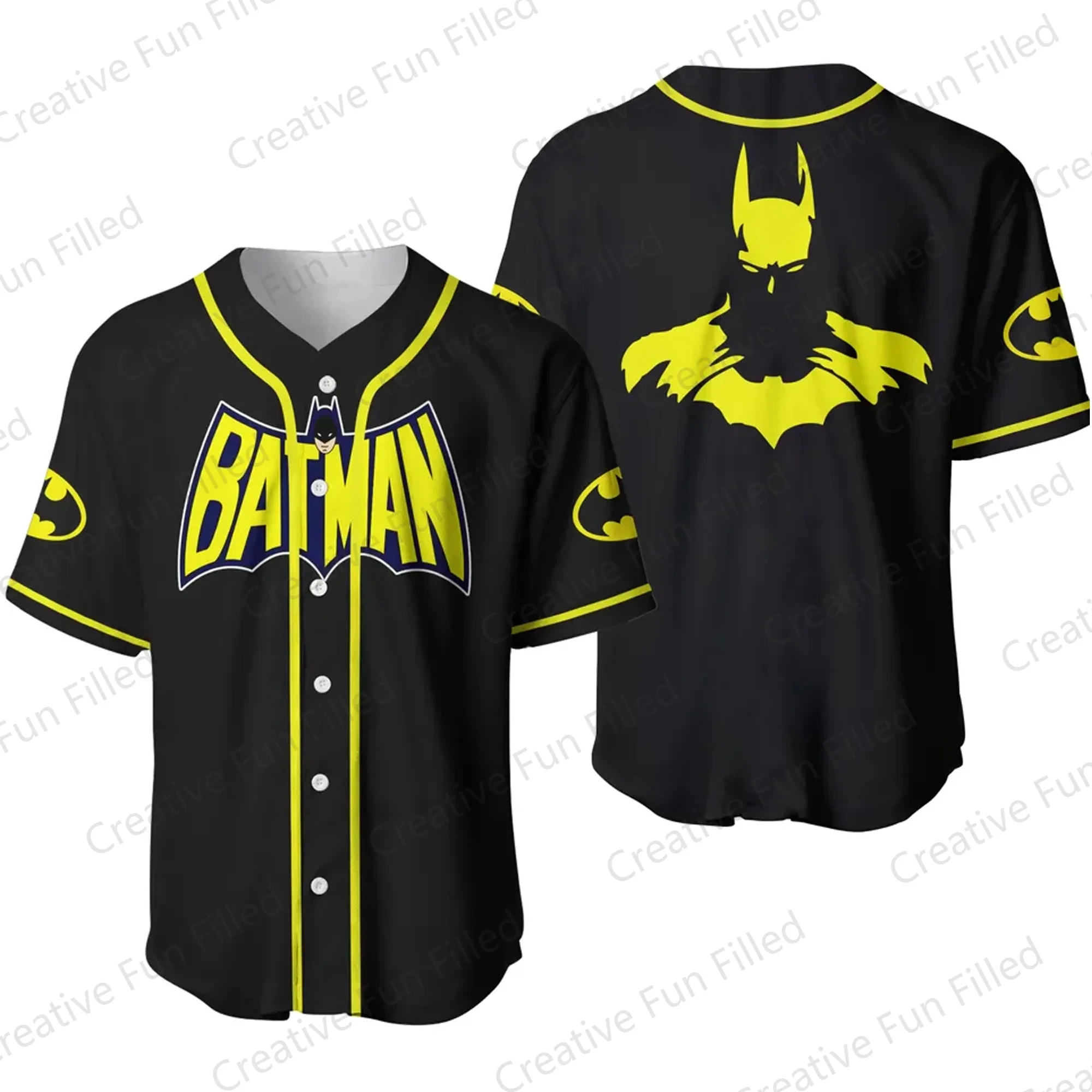 2024 New Arriavl Batman Dark Knight Gotham Baseball Jersey Casual Vacation Sports Outfits Oversized Baseballs Shirt