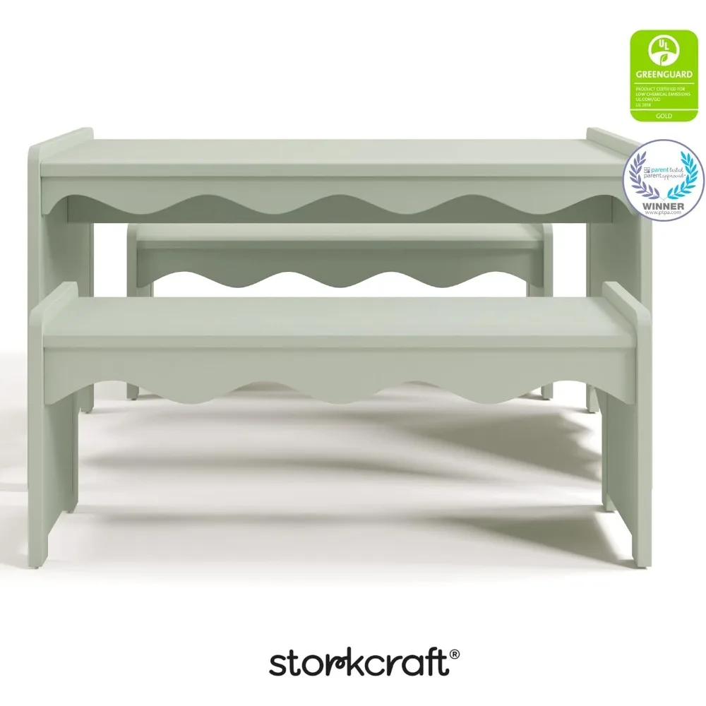 طقم طاولة ومقعد للأطفال في الأماكن المغلقة على طراز Storkcraft Casablanca Montessori باللون الأخضر المعتمد باللون الذهبي، عالي الجودة K #6