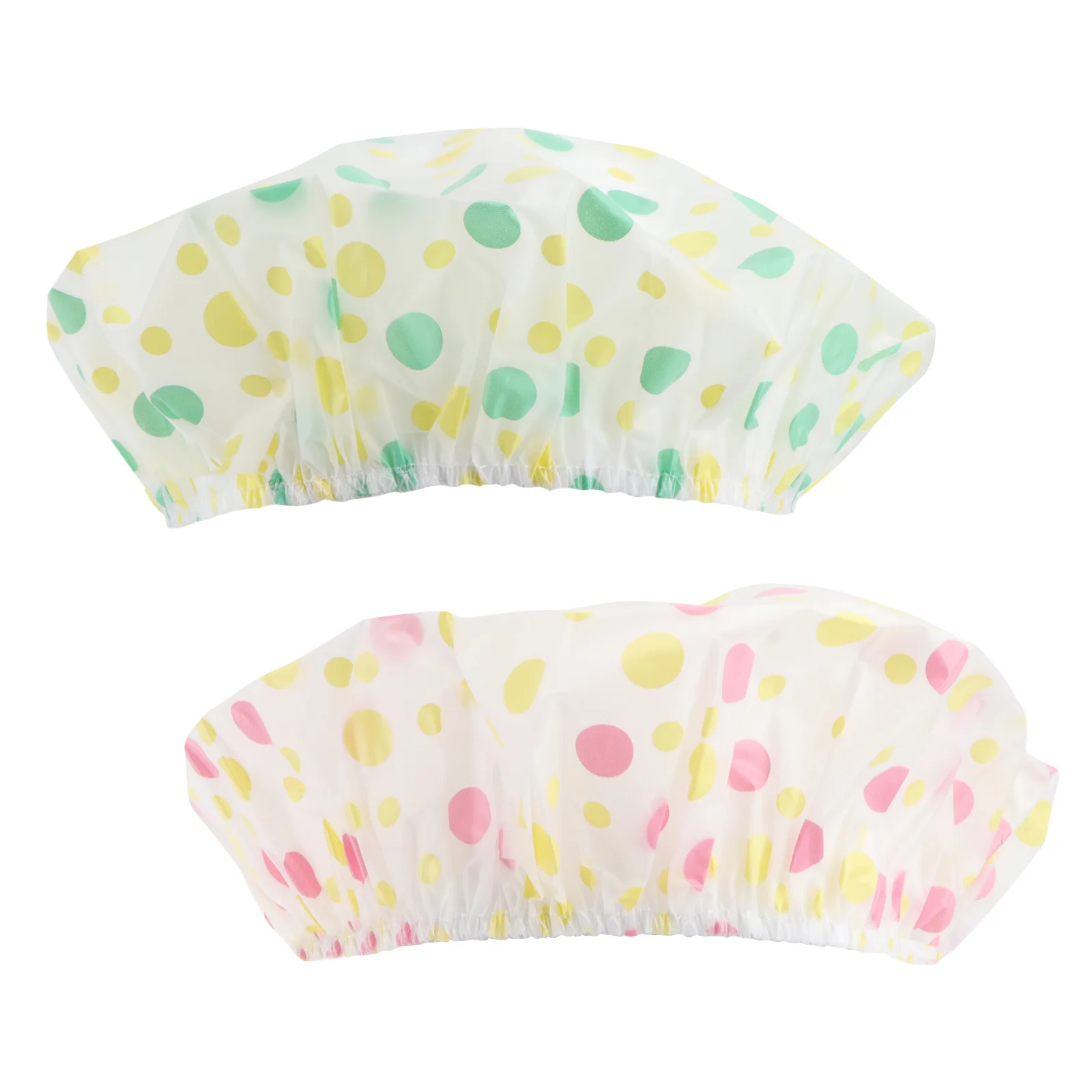 

2pcs Waterproof Shower Hat Double Layer Soft Bathing Cap For Women Elastic Hair Cover Pvc Toweling Bathroom