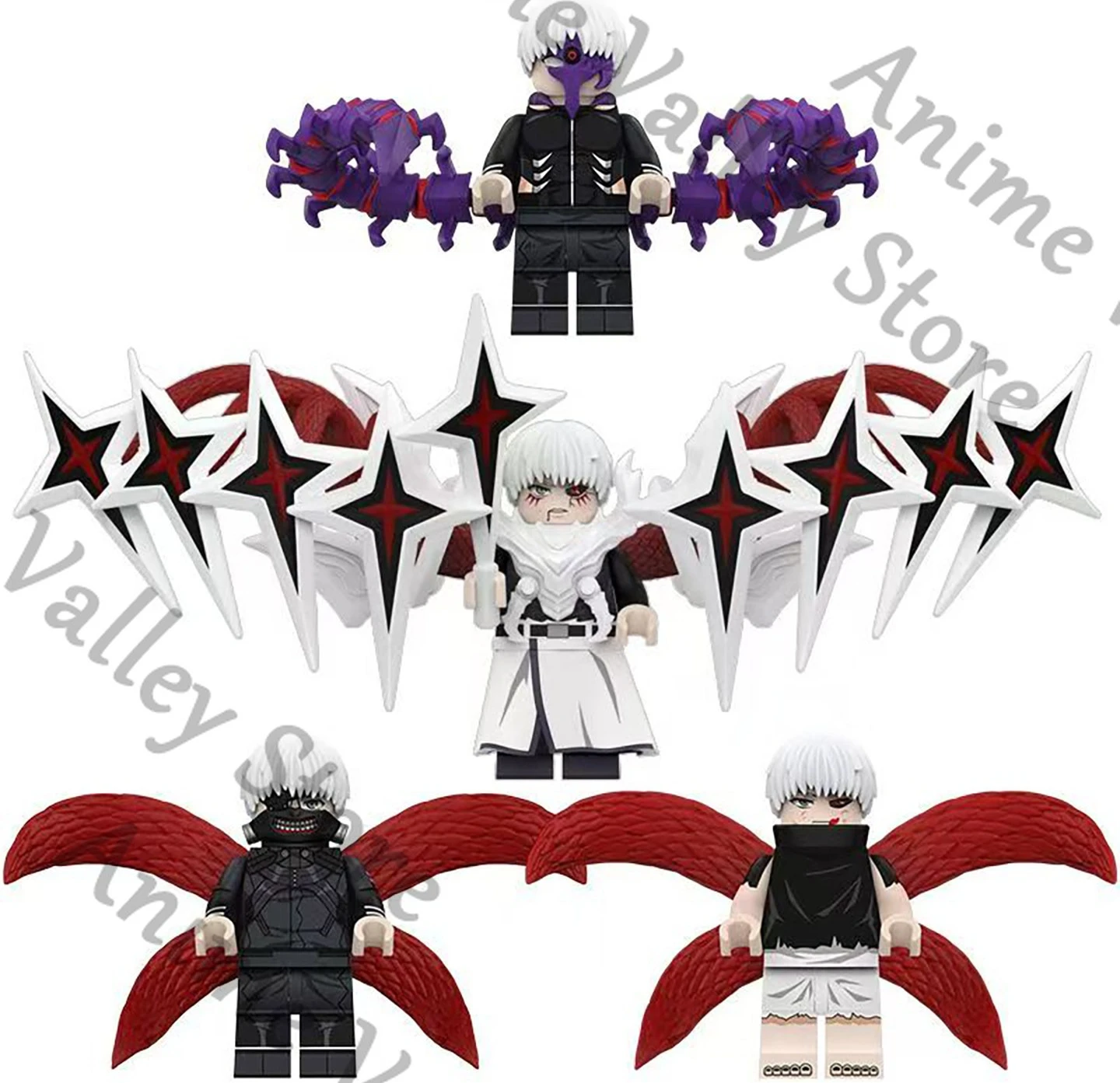 Anime Tokyo Ghoul Kaneki Ken Verschiedene Formen Cosplay Bausteine Figur Cartoon Zusammengebautes Modell Garagenbausatz Dekorationsgeschenk