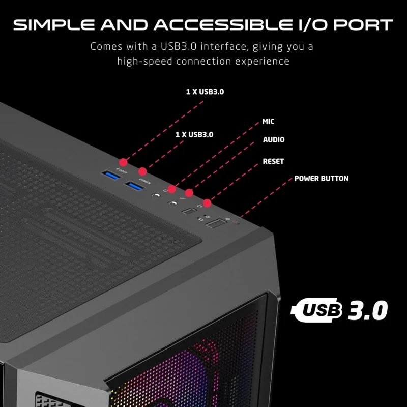 حافظة كمبيوتر للألعاب – دعم ATX/M-ATX/ITX، زجاج مقسى، إضاءة ARGB+PWM، 4 مراوح مثبتة مسبقًا، جاهزة لتبريد المياه 280 مم - Bla