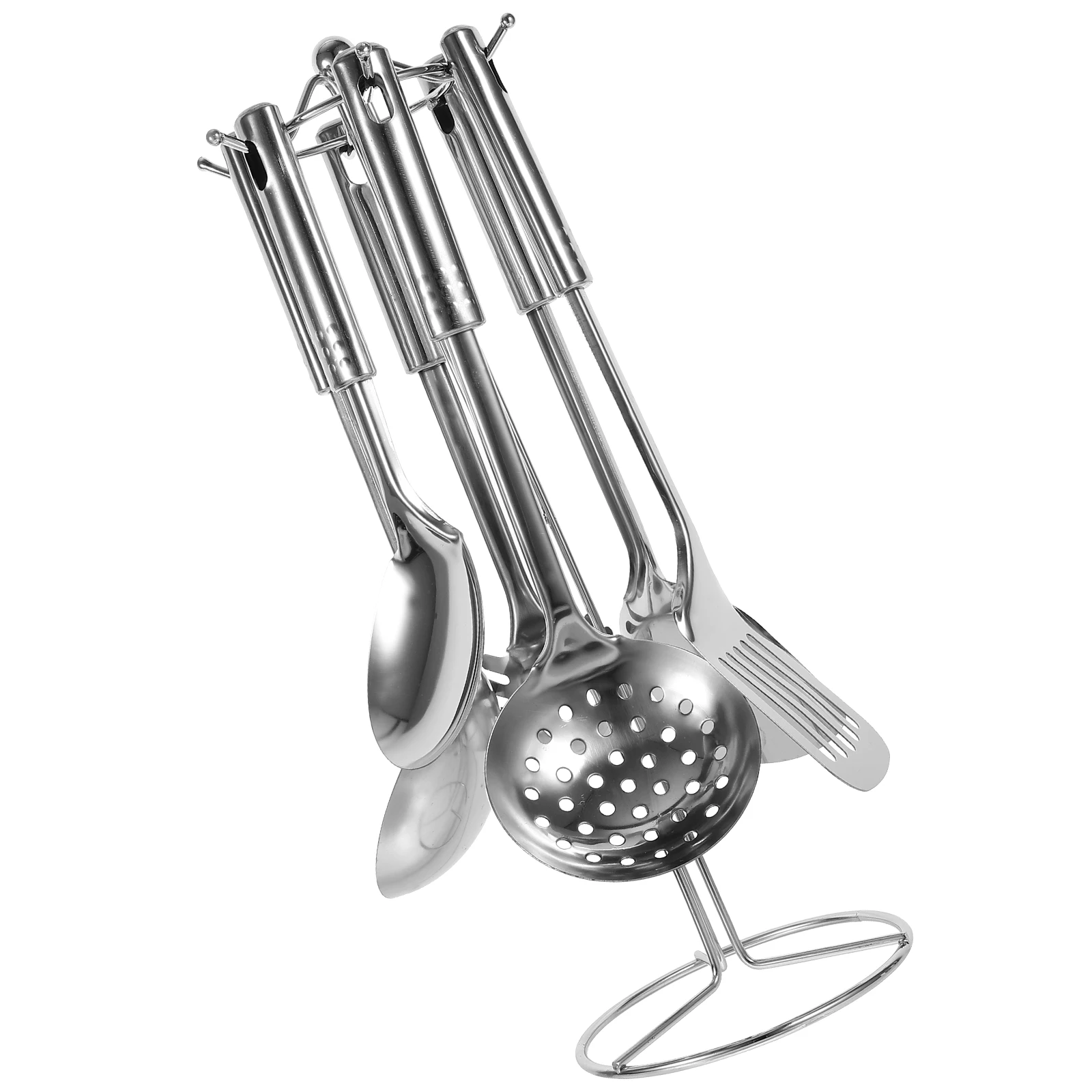 

6pcs Stainless Steel Kitchen Utensils Set Cooking Tools Ladle Skimmer Spatula Turner Shovel Quality Space Saving