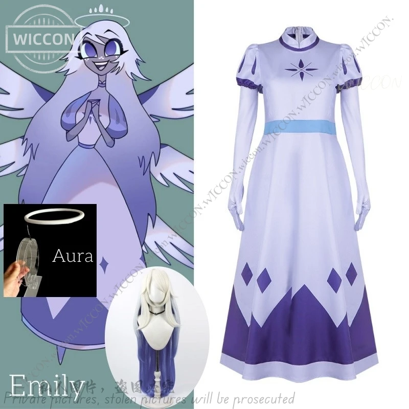 Engel Emily Cosplay Kostüm Perücke Seraphim Frauen Kostüm Outfit Halloween Uniform Rollenspiel Anzug Party