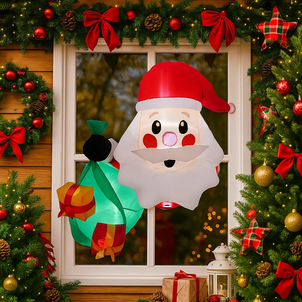 1 متر/3.2FT نفخ سانتا كلوز تسلق نافذة LED أضواء ديكور المنزل لعبة ساحة عيد الميلاد عطلة لوازم في الهواء الطلق زخرفة الحفلات