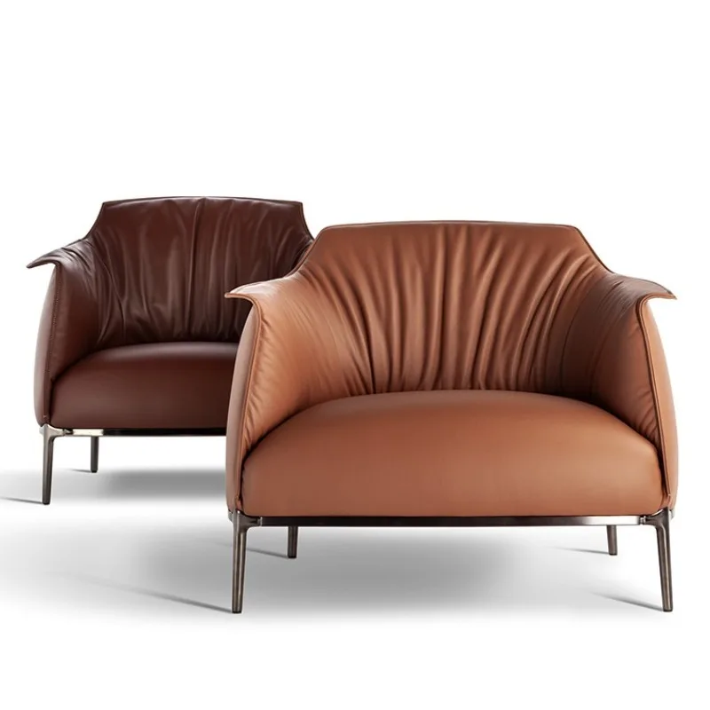 

Leisure chair living room leather single seat sofa dumpling negotiation chair