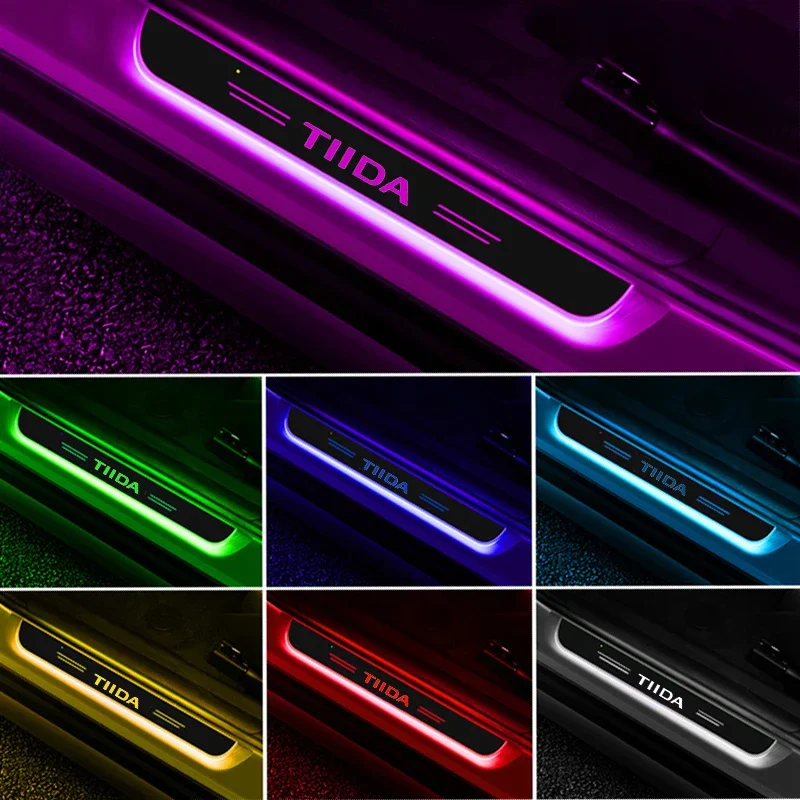 Pathway Light for Nissan Tiida Car Front Rear Door Sill Illusory Color Gleaming Lamp Entry Pedal Ambiance Rechargeable Strip