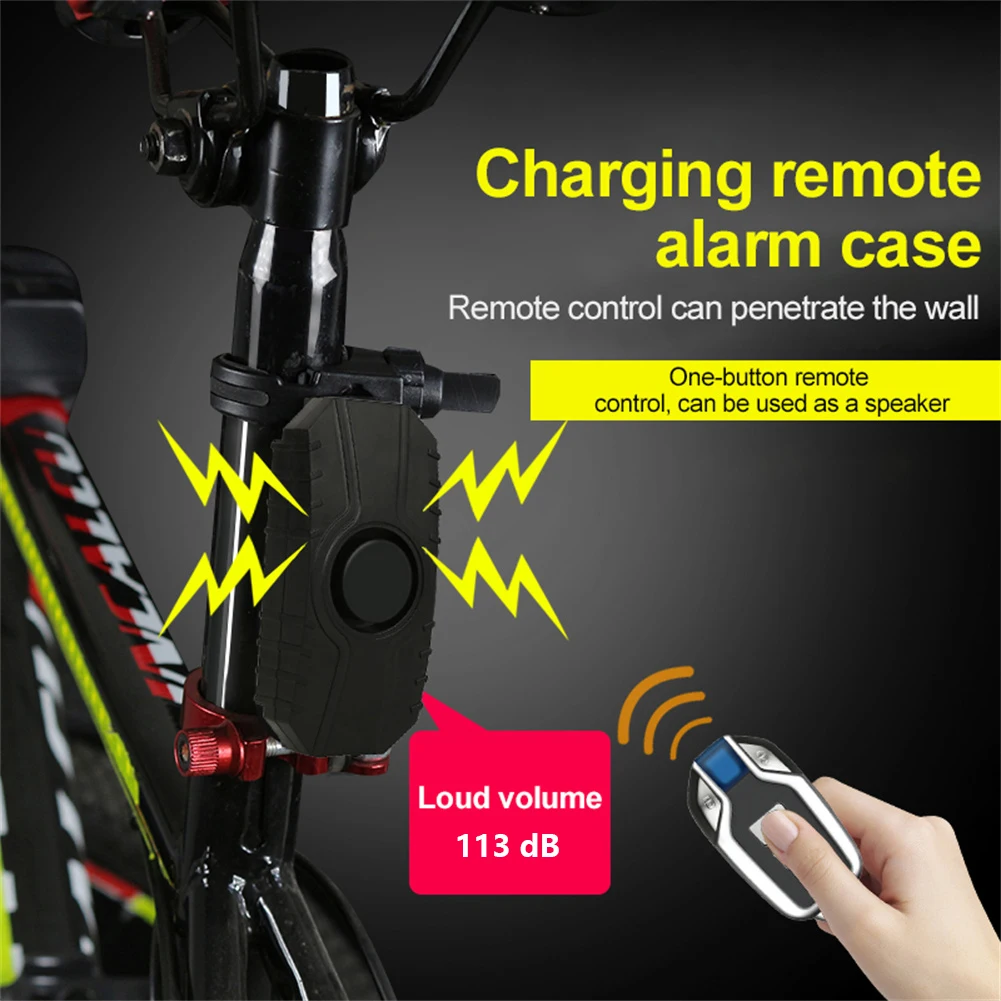 Wireless Anti-theft Vibration Bicycle Alarm Waterproof Motorcycle Alarm with Remote Control Electric Bike Security Sensor 113dB