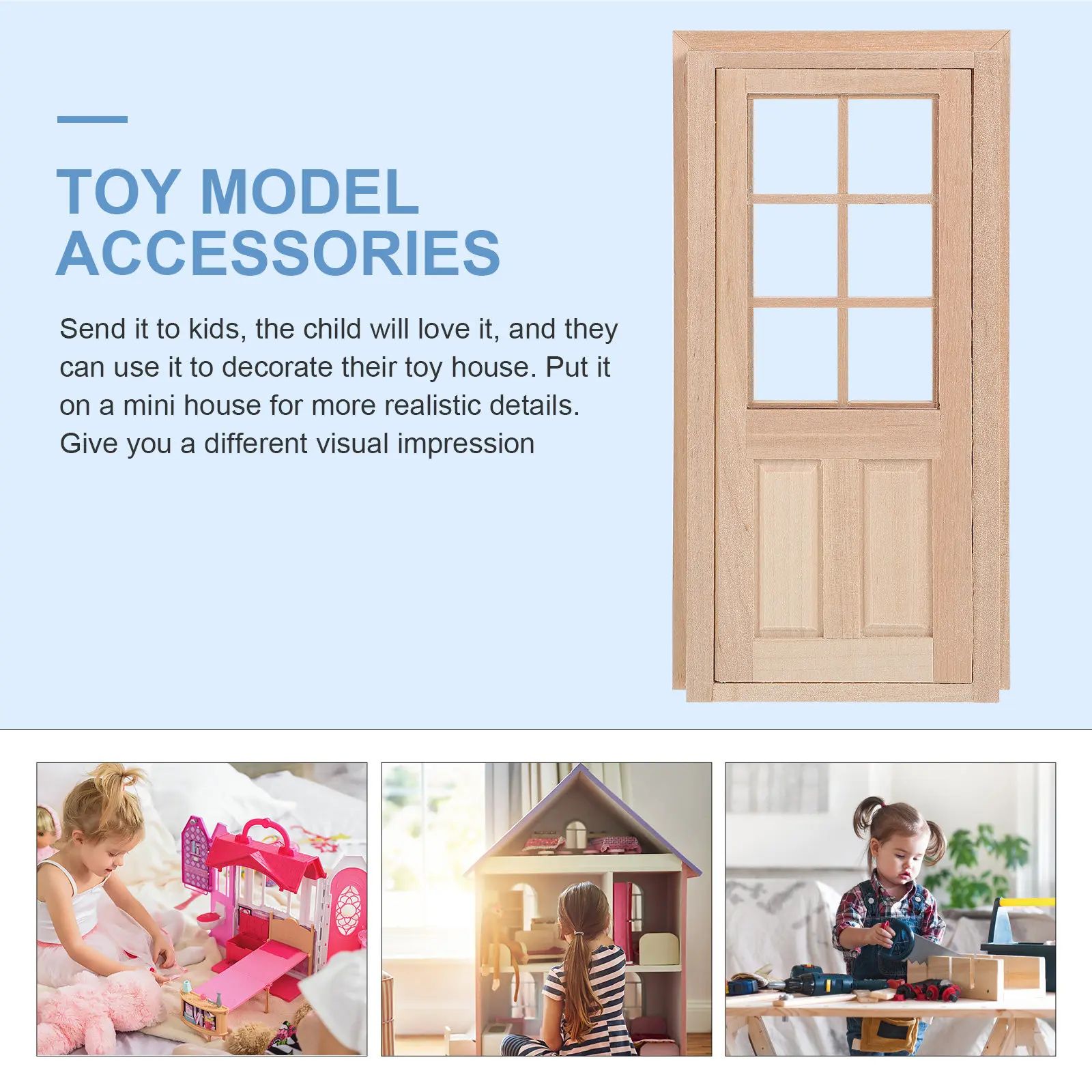 

1Set Miniature Door Wooden Khaki DIY Ornament for Micro Landscape Decoration Mini Furniture Accessory Photo Prop