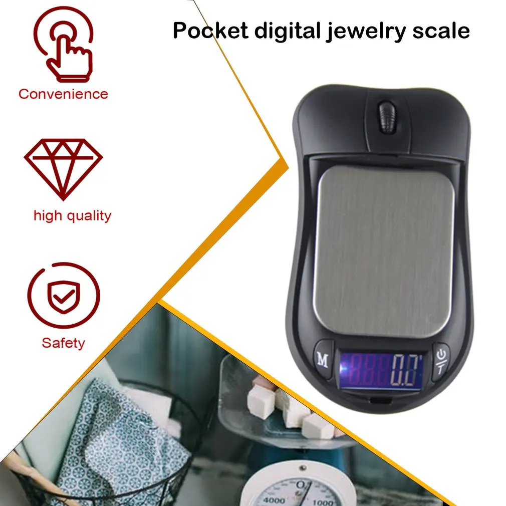 2024 1 pc 100g x 0.01g Mini Digital Pocket Scale Portable Precision Scales Digital LCD Mouse Jewelry Scale g/oz/ct/gn 4 Units